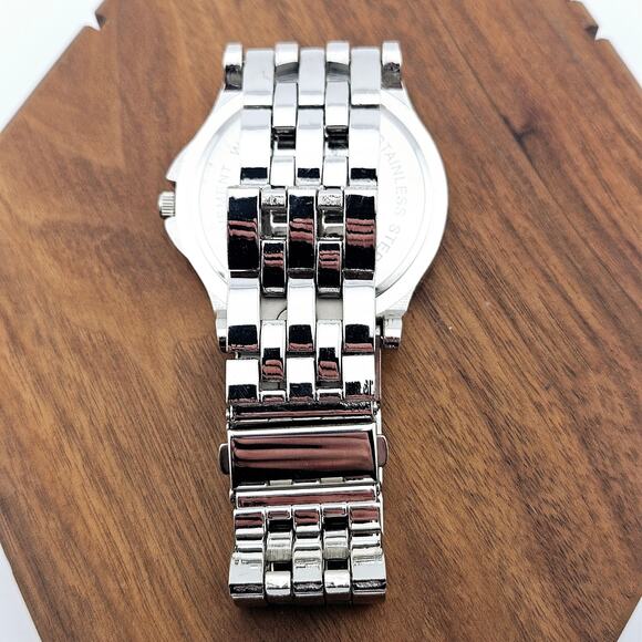 Luis Cardini Men's Silver Tone Watch Classic Minimalist Professional Link Band - Picture 5 of 7